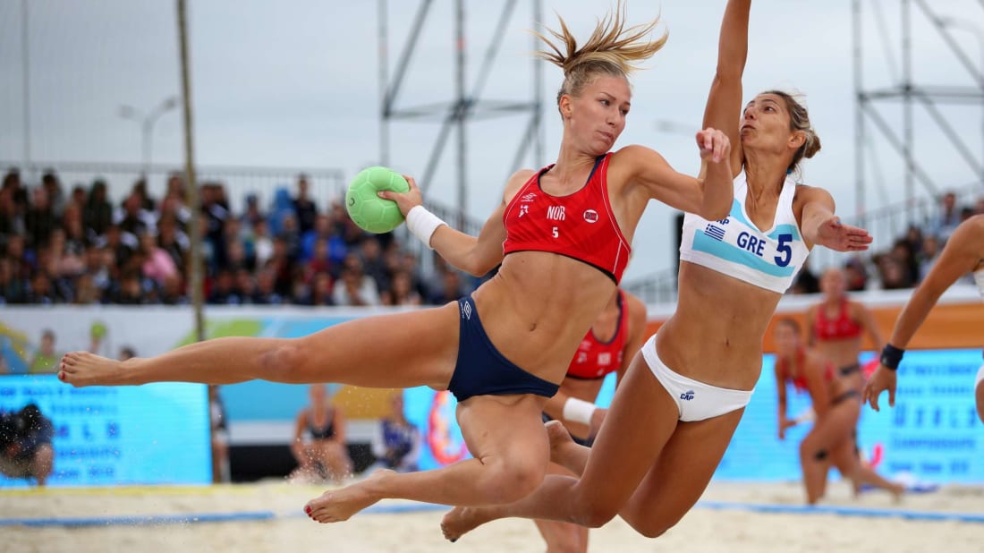 Norway's Martinsen Marielle Elisabeth Mathisen mid-play during the 2018 World Cup final against Greece.